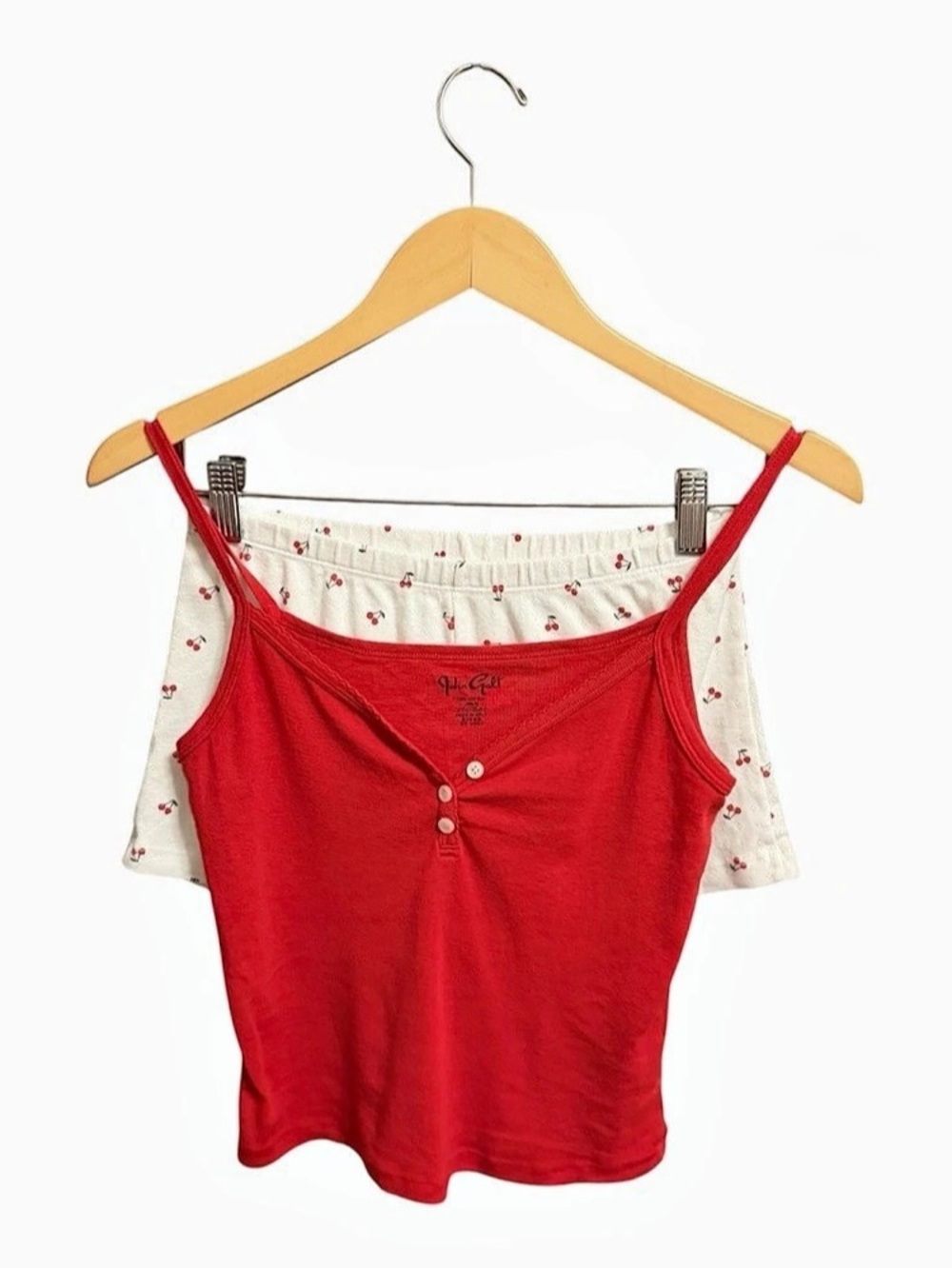 John Galt Cherry Pointelle Emery Pajama Shorts & Skylar Tank Set Pajama Shorts &
